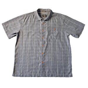 Quicksilver Waterman Shirt Mens Size XL Gray Plaid Short Sleeve Camp